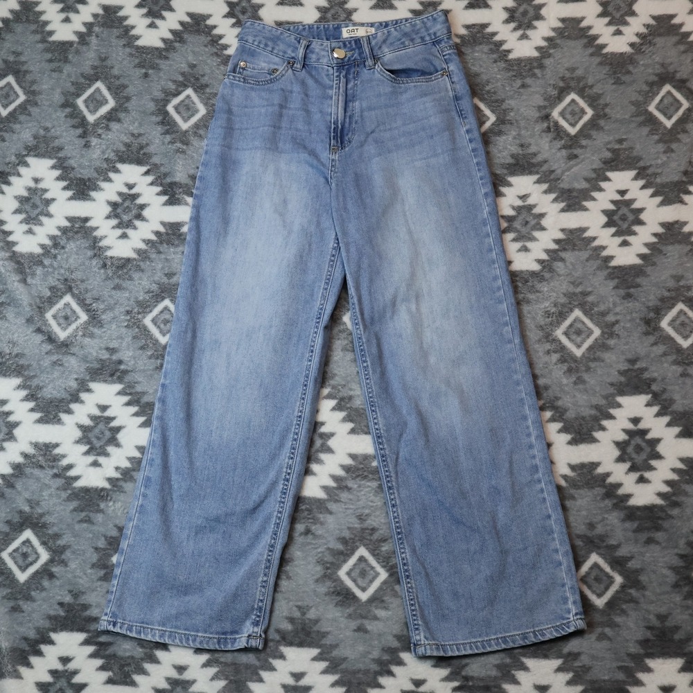 OAT New York Cloud Luxe Wide Leg Jeans Light Wash High Rise Size 0/25 25'x26.5"